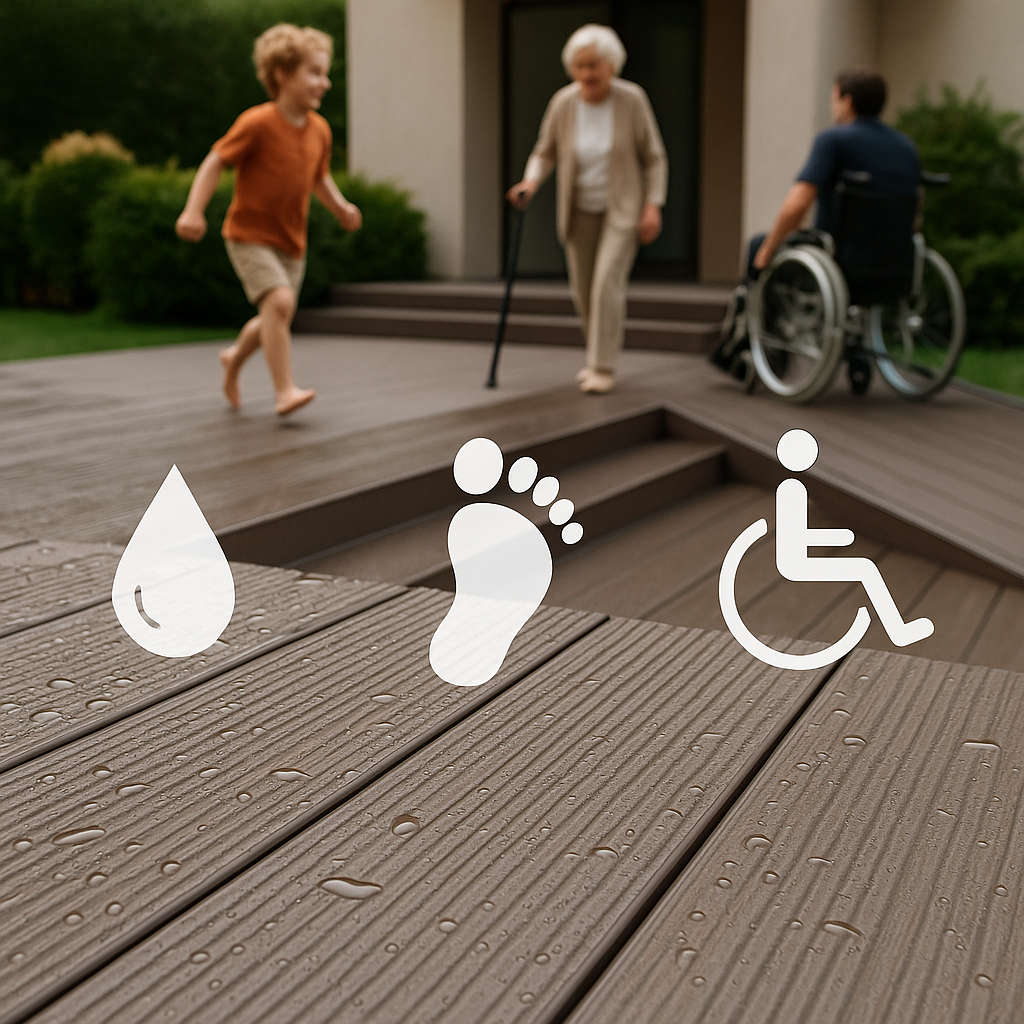 Anti-Slip Properties of Composite Decking: Which Type to Choose for Sloped Areas, Ramps, and Stairs