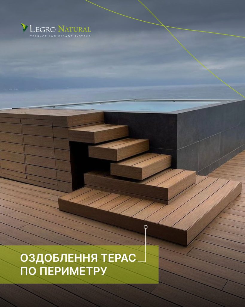 Новинка — універсальний профіль AS180 для терасної та фасадної системи Legro Natural. Оздоблення терас по периметрі