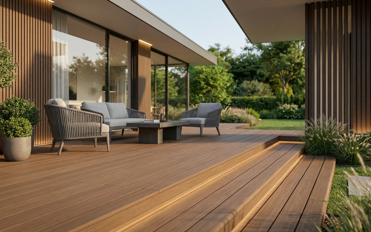 LEGRO ST140 — Profile for Steps and Deck Edges in TEAK, GOLDEN MAPLE, and WALNUT Colors
