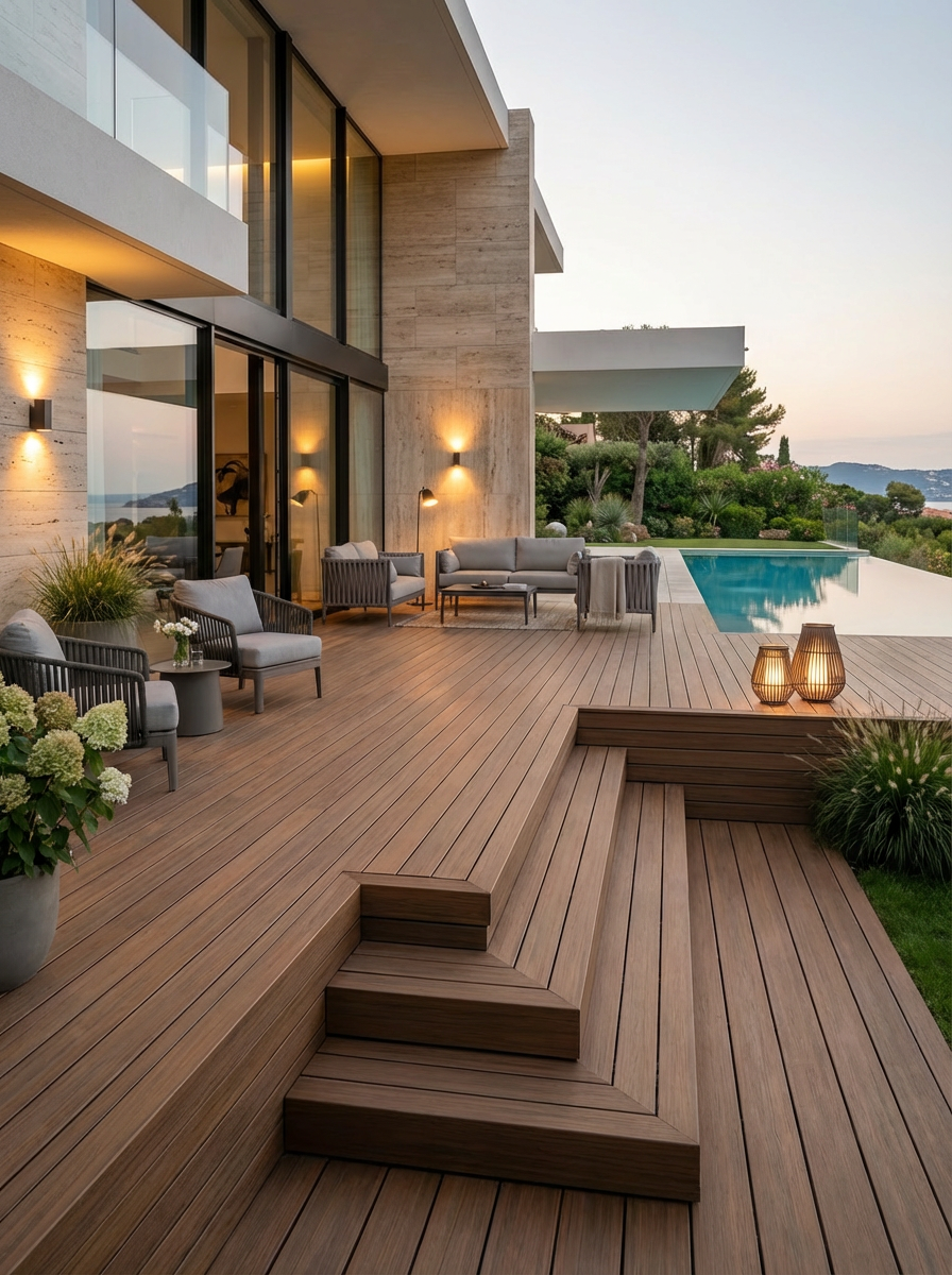 LEGRO ST140 — Profile for Steps and Deck Edges in TEAK, GOLDEN MAPLE, and WALNUT Colors