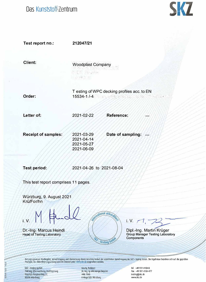 Test report EU to certificate of laboratory testing of the TM Bruggan board
